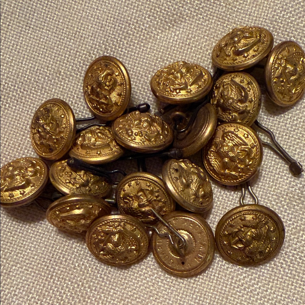 1925 US Navy Brass /gold tone Navy Decorative Buttons set of 18